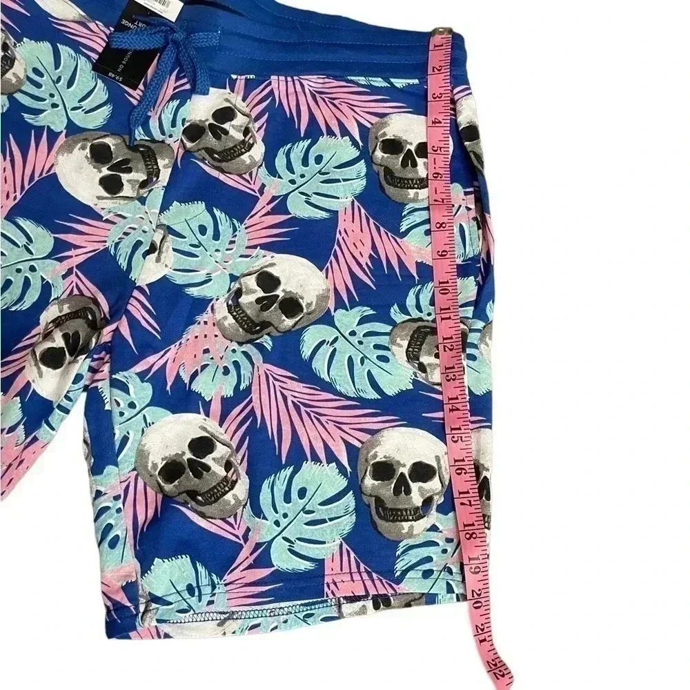 No Boundaries Men’s Lounge Shorts Tropical Palm Skulls Goth New